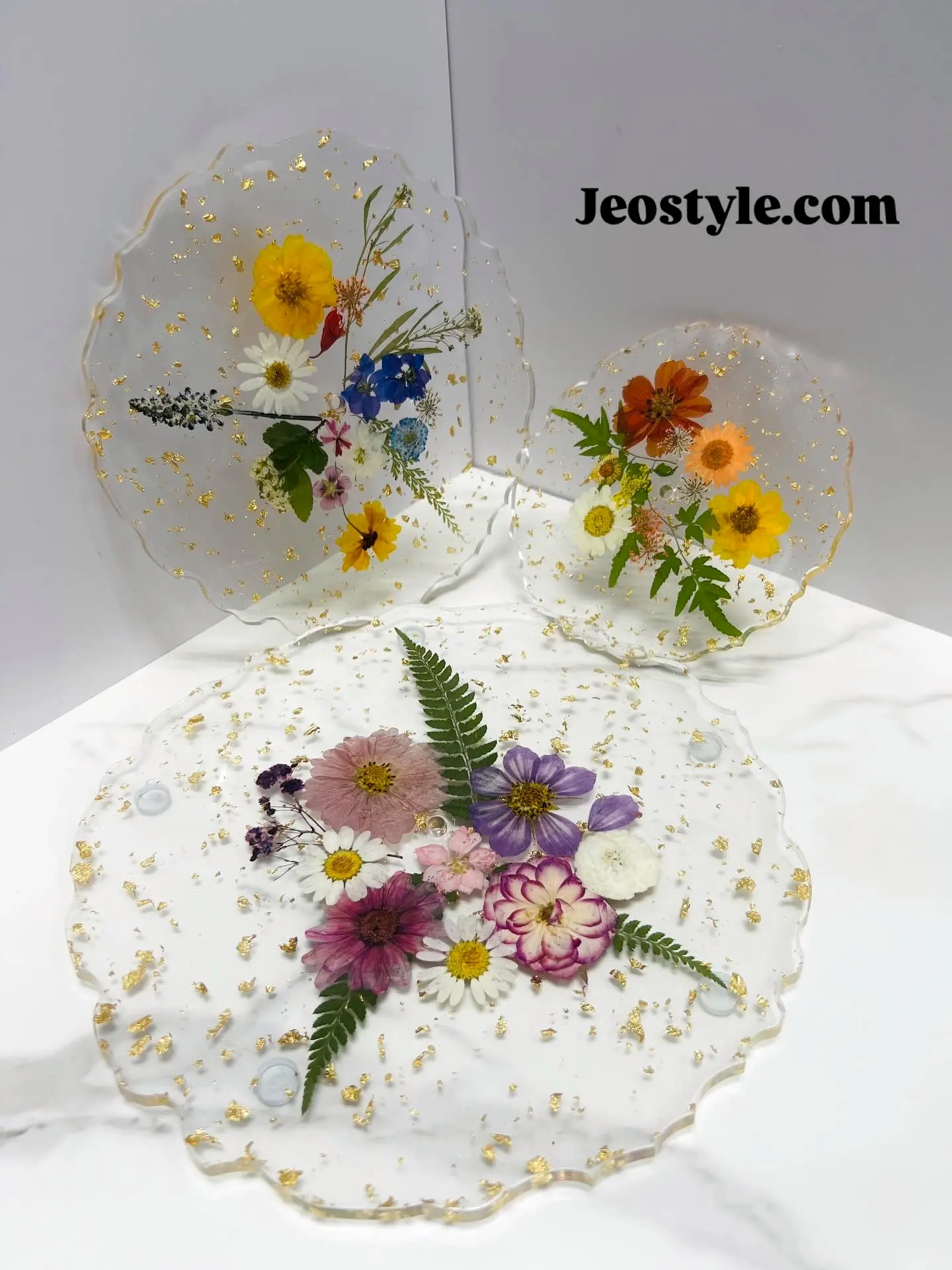 Floral Gold Flake Coasters
